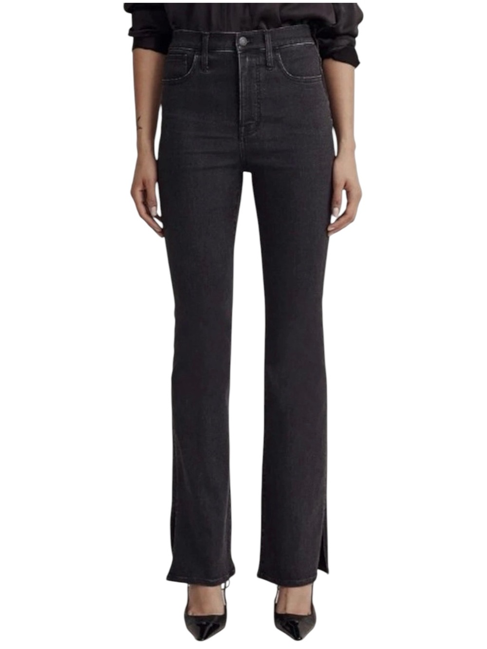 Madewell Black Roadtripper Skinny Flare High Rise Jeans w/ Split Hem - Size 26